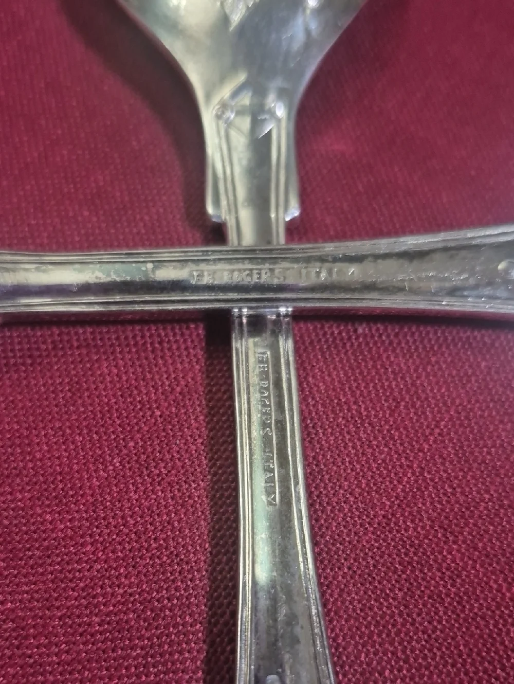 FB Rogers Italy Vintage Silver Plate Berry Style Serving Spoon and Fork Set